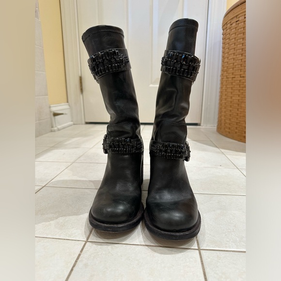 Vera Wang Lavender Label Jeweled Moto Boots - Size 6 - Picture 4 of 8